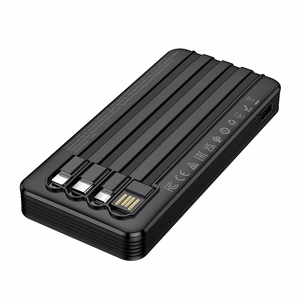 Borofone BJ84 Smooth išorinė baterija 10000mAh USB su USB, Type-C, Lightning ir Micro USB kabeliais juoda