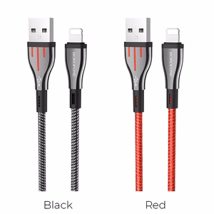 Borofone Highway BU23 USB-A–Lightning laidas, 1.2 m, juodas ir raudonas