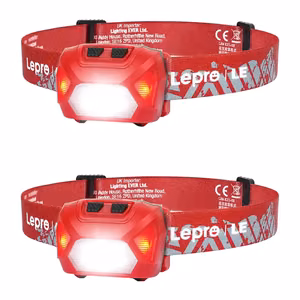LEPRO 320014-R-2 USB galvos žibintas, 2 vnt. pakuotė