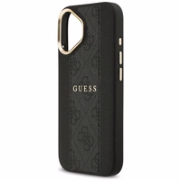 GUESS dėklas telefonui IPHONE 17, suderinamas su MagSafe GUHMP17SPG4SEMCK (PU W/ 4G Stripe) juodas