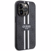 GUESS dėklas IPHONE 14 Pro Max suderinamas su MagSafe GUHMP14XP4RPSK (4G atspausdintos juostos) juodas
