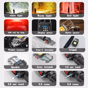 Mini žibintuvėlis LED raktų pakabukas W5138 Type C su 4 atsuktuvo antgaliais ir trikoju