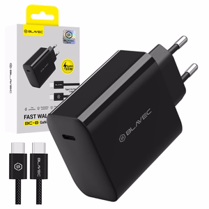 Blavec sieninis įkroviklis BC-8 GaN4 - Type C - PD QC 65W 3A su Type C į Type C laidu (TCBC8G4-CB653A+CC) juodas