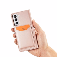 Magnetinis kortelių dėklas Samsung Galaxy S22 + (S22 Plus) piniginė kortelių laikiklis rožinis