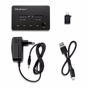 Qoltec 50310 Diskų Doko Stotis 2x SSD M.2 SATA NGFF USB Type-C