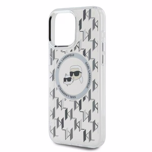 Karl Lagerfeld IML Monograma Karl & Choupette Galva Magnetinis Dėklas telefonui iPhone 15 Pro - skaidrus