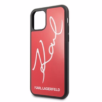 Karl Lagerfeld Signature Glitter dėklas iPhone 11 Pro - raudonas