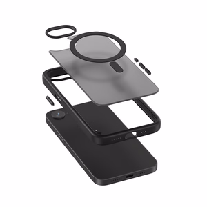 Crong Hybrid Frost MAG Cover MagSafe dėklas, skirtas iPhone 17e / 16e, juodas