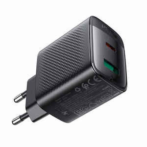 Acefast A106 GaN PD sieninis įkroviklis, 45 W, USB-C, USB-A, juodas