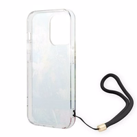 Guess GUOHCP14XHFLSB iPhone 14 Pro Max 6.7 "mėlynas/mėlynas kietas dėklas Gėlių dirželis