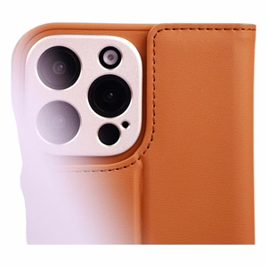 Moshi Overture MagSafe dėklas, skirtas iPhone 16 Pro, su nuimama veganiškos odos pinigine, „Caramel Brown“ spalvos