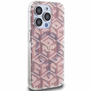 Guess IML GCube Magnetinis dėklas iPhone 15 Pro - rožinis