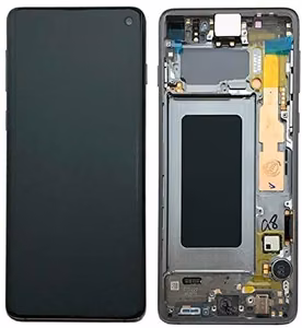 LCD ekranas Samsung G973F S10 su lietimui jautriu ekranu ir rėmeliu juodas originalus (naudotas, Grade B)