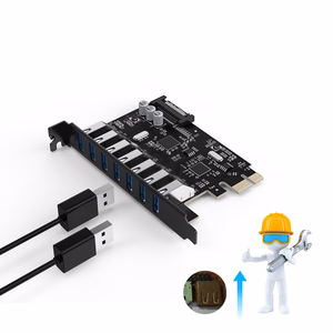 Orico PVU3 PCIe išplėtimo plokštė su 7 USB 3.0 jungtimis, skirta staliniams kompiuteriams – juoda