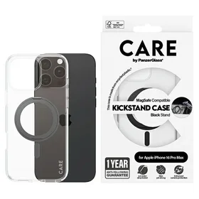 CARE by PanzerGlass Funkcinis dėklas telefonui su stovu iPhone 16 Pro Max 6.9" juodas/juodas Magnetinis 1324