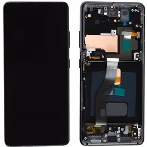 LCD ekranas Samsung G998 S21 Ultra su jutikliniu ekranu ir rėmeliu Phantom juodas OLED (tikras dydis)