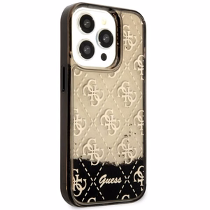 Guess GUHCP14LLC4PSGK iPhone 14 Pro 6.1" juodas kietas dėklas telefonui su skystu blizgučiu 4G pusiau permatomas