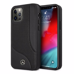 Mercedes Odinis perforuotos srities dėklas iPhone 12 Pro Max - juodas