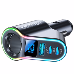 Įkroviklis automobilinis Joyroom (JR-CL21) 4in1 (2xUSB-C; 1xUSB; 150W) juodas