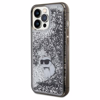 Karl Lagerfeld Liquid Glitter Choupette dėklas telefonui iPhone 13 Pro / 13 - permatomas