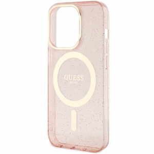 Guess GUHMP14LHCMCGP iPhone 14 Pro 6.1" rožinis/rožinis kietas dėklas Blizgučiai Auksas MagSafe