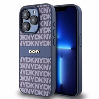 DKNY Odinis mono juosta ir metalinis logotipas dėklas telefonui iPhone 15 Pro - mėlynas