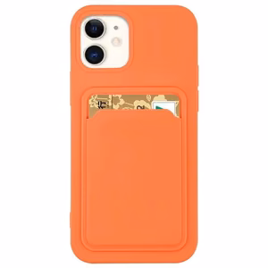Card Case Silicone Wallet Case with Card Slot Documents for iPhone 12 Pro Orange