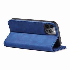 Magnetinis Fancy dėklas telefonui iPhone 12 Pro Max su kišene, kortelių laikiklis, stovas, mėlynas