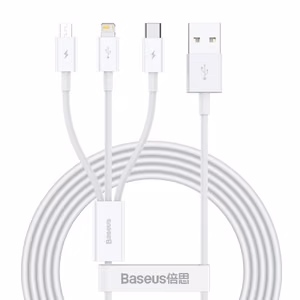 USB kabelis Baseus 3in1 Superior baltas 150 cm iki 3.5A