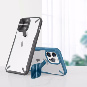Nillkin Cyclops dėklas iPhone 13 Pro - juodas su kamera apsauga ir sulankstomu stovu