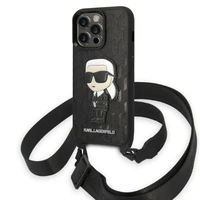 Karl Lagerfeld KLHCP14LSTKMK iPhone 14 Pro 6.1" kietasis dėklas juodas/juodas Monograminis Ikonik Patch