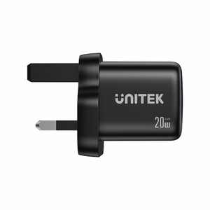 Unitek GaN tinklo įkroviklis USB-A ir USB-C 20W juodas