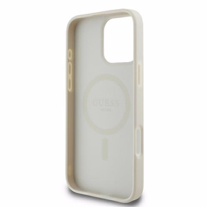 Guess Bijūnų užrašas Magnetinis dėklas telefonui iPhone 16 Pro - baltas