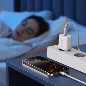 "Tech-Protect" NC20W PD20W USB-C sieninis įkroviklis su USB-C kabeliu - baltas