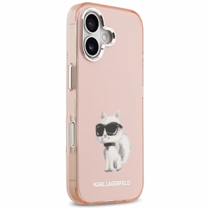 Karl Lagerfeld IML Aquarelle Choupette & Logo MagSafe case for iPhone 17 pink