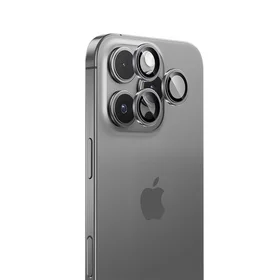 Benks grūdintas stiklas Glass Warrior objektyvo apsauga kamerai, skirtas iPhone 16 Pro/16 Pro Max (3 objektyvai), sidabrinė