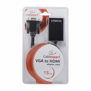 Gembird A-VGA-HDMI-01 vaizdo kabelio adapteris 0.15 m HDMI Type A (Standard) VGA (D-Sub) juodas