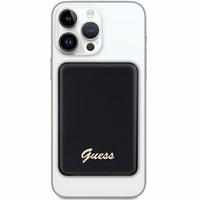 Guess Magnetinė Metalinis Script Logotipas indukcinė išorinė baterija 15W 5000mAh - juoda