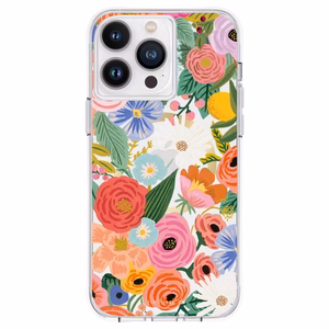 Rifle Paper Clear MagSafe dėklas, skirtas iPhone 14 Pro Max, „Garden Party Blush“ rašto