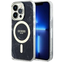 Guess GUHMP14XPCUMAK iPhone 14 Pro Max 6.7" juodas kietas dėklas Marble Magnetinis