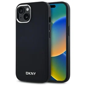 DKNY Paprastas logotipas magnetinis iPhone 15 dėklas - juodas
