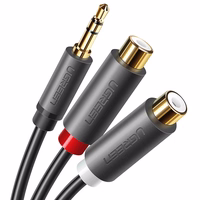 Ugreen audio adapteris jack 3.5mm kištukas į 2xRCA lizdą laidas 0.25m pilkas (AV109)