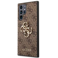 Guess 4G Big Metal Logo dėklas Samsung Galaxy S22 Ultra - rudas
