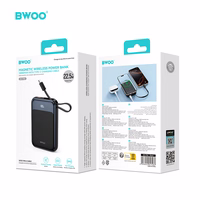 BWOO PD 20W 10000 mAh Išorinė baterija With Usb-c Laidas and Ekranas P80 auksinis