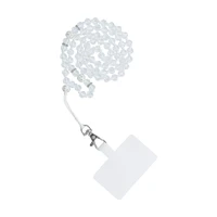 CRYSTAL DIAMOND telefono dirželis, telefono pakabukas / virvelės ilgis 74 cm (37 cm kilpoje) / ant kaklo – baltas