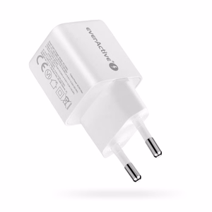 EVERACTIVE tinklo įkroviklis 1× USB, 1× USB-C Quick Charge 3.0 20 W, baltas
