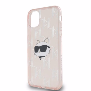 Karl Lagerfeld IML Choupette galvos ir monogramos dėklas iPhone 11 / Xr - rožinė