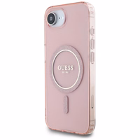 Guess IML Glitter Circle Magnetinis dėklas telefonui iPhone 16e - rožinis