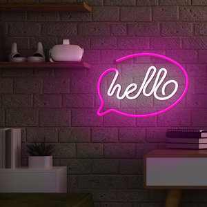 Neon LED Light HELLO rožinis baltas Bat + USB FLNE15 Forever Light