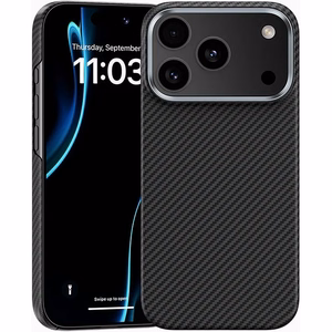 Juodas „Benks Magnetic Armor Air 600D“ kevlaro dėklas su metaliniu rėmeliu (C.K.FL.AP.BK.A072), skirtas iPhone 18 Pro / iPhone 17 Pro